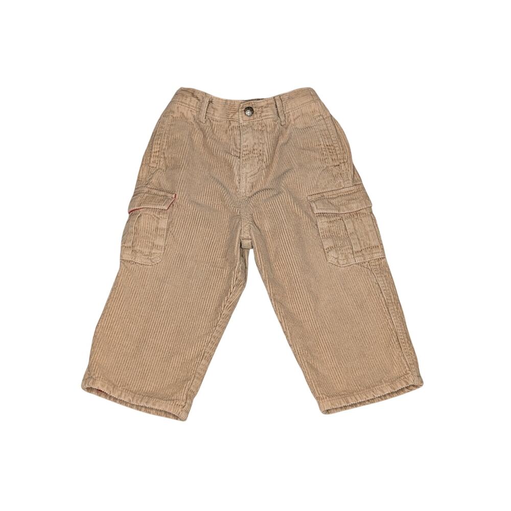 OshKosh B'Gosh Toddler Corduroy Pants 24M Cargo Pockets Lined Camel Tan Red